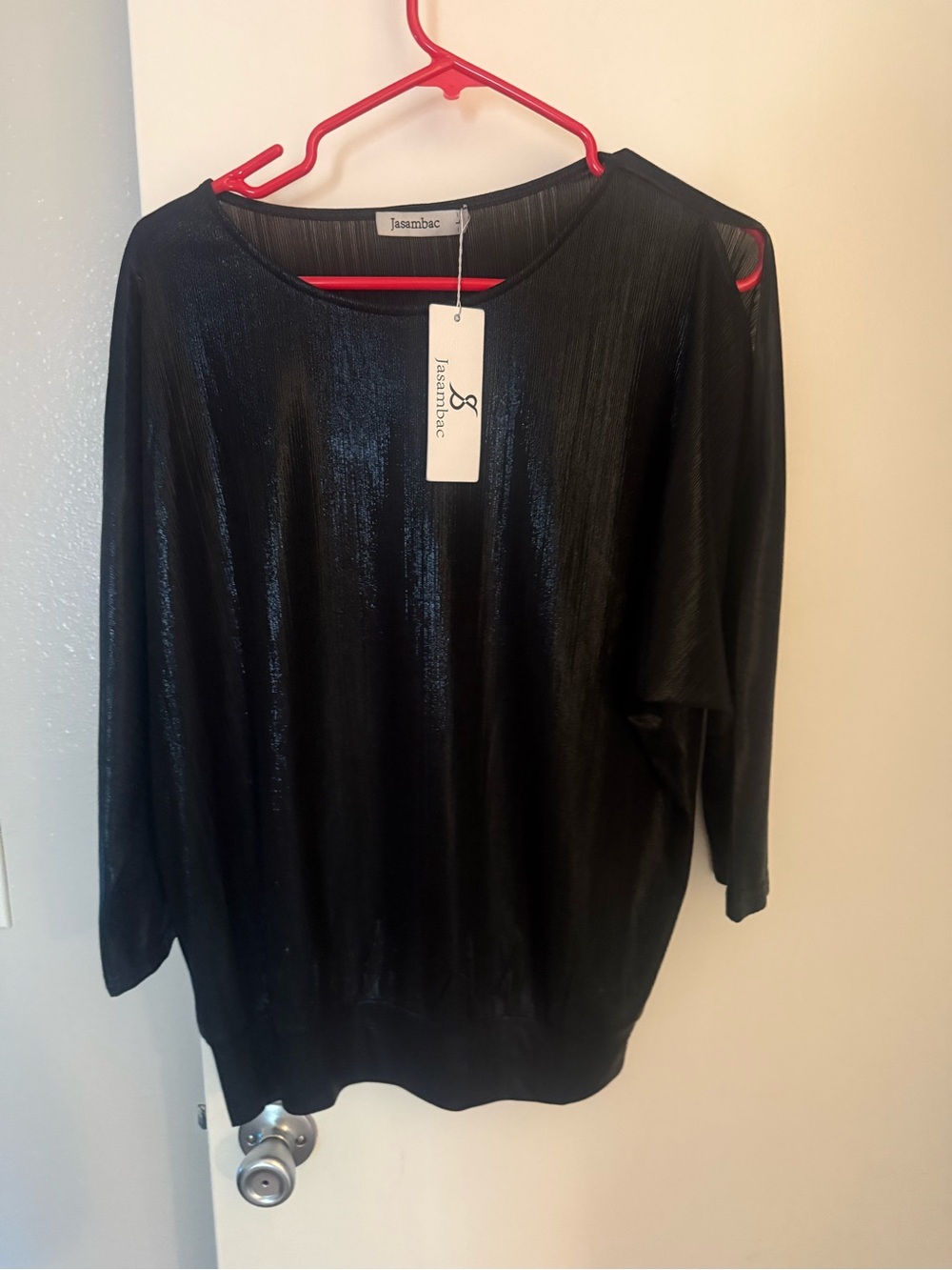 Jasmine Metallic Black Scoop Neck Sweater